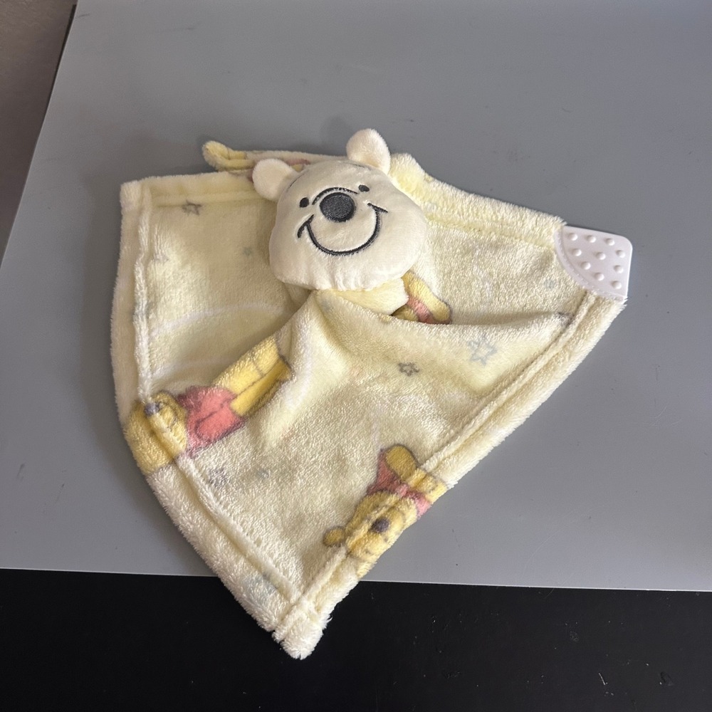 Disney Baby Winnie the Pooh Security Blanket Lovey with Silicone Teether Yellow